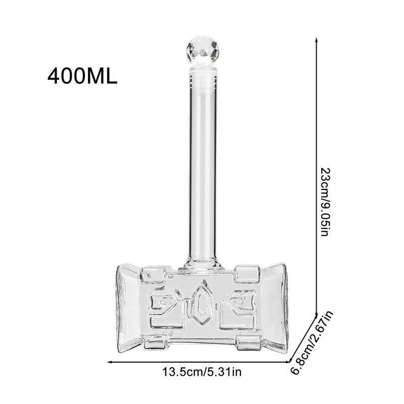 Whiskey Glass Decanter 400ml Hammer Whiskey Decanter With Airtight Stopper 3D Liquor Bottle For Cocktail Alcohol Bourbon Vodka