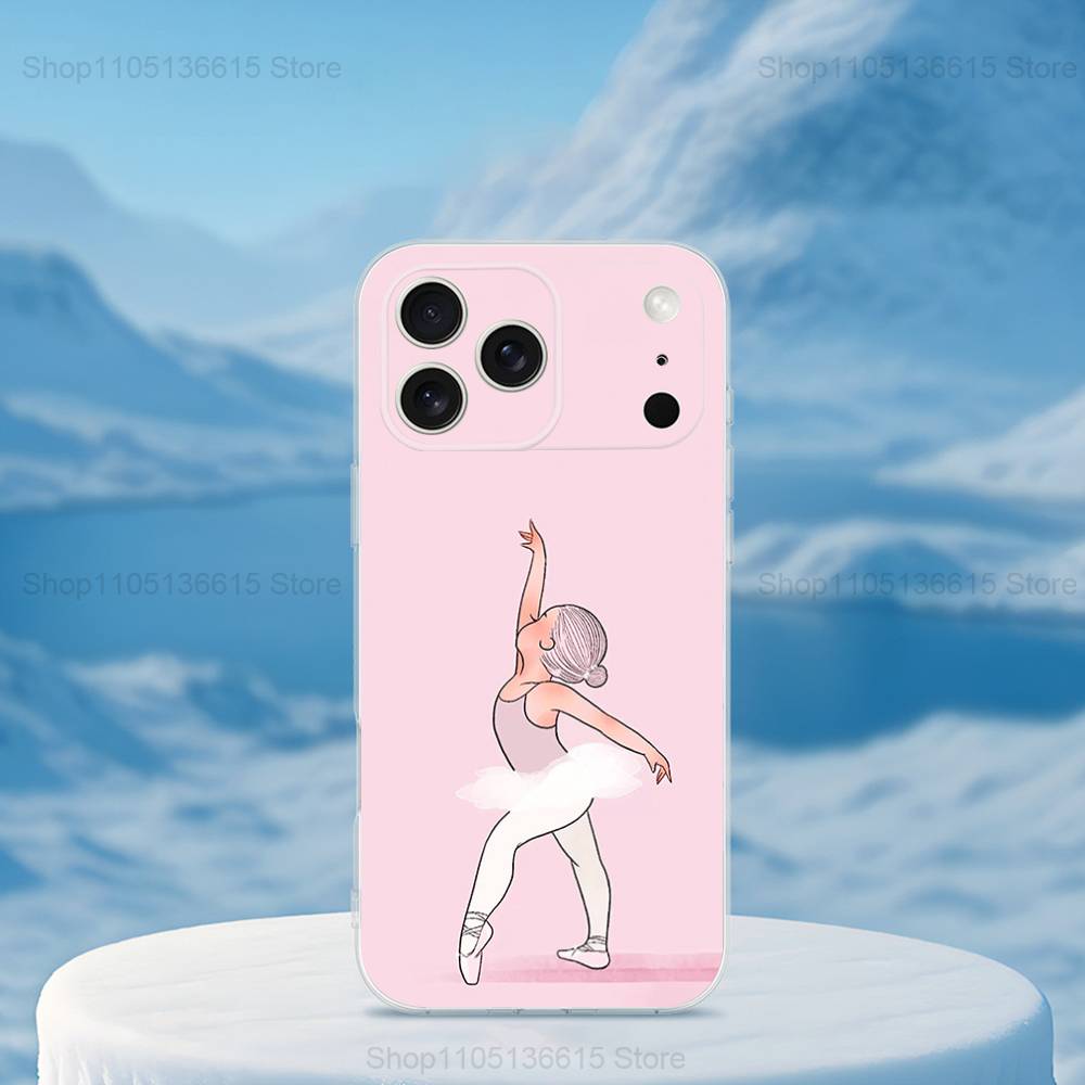 Ballet Art Girl Cute Case For iPhone 17,11,12,13,16,14,15,Pro,Max,Plus,X,XS,XR,SE,Mini Transparent Soft Silicone