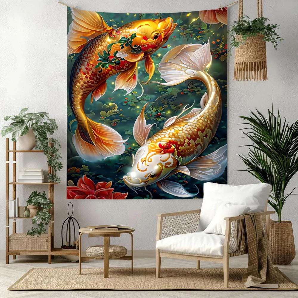 Fish Wall Decor Tapestry Art For Pet Memorial Birthdaywedding Party Backdrop Family Gift
