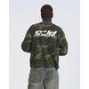 Womens Vintage Camo Sweatshirt Waffle Knit Long Sleeve T-Shirt Star Letter Print Crew Neck Loose Fit Streetwear
