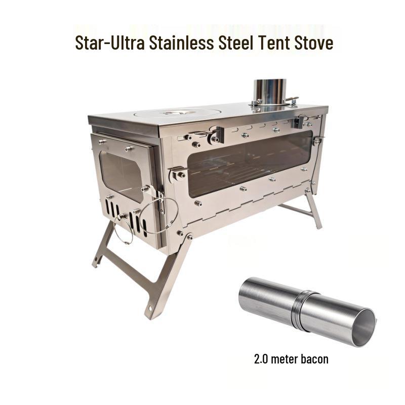 

Star-Ultra Portable Multi-Functional Stainless Steel Folding Wood Stove for Camping, Hiking, and Tent Heating
