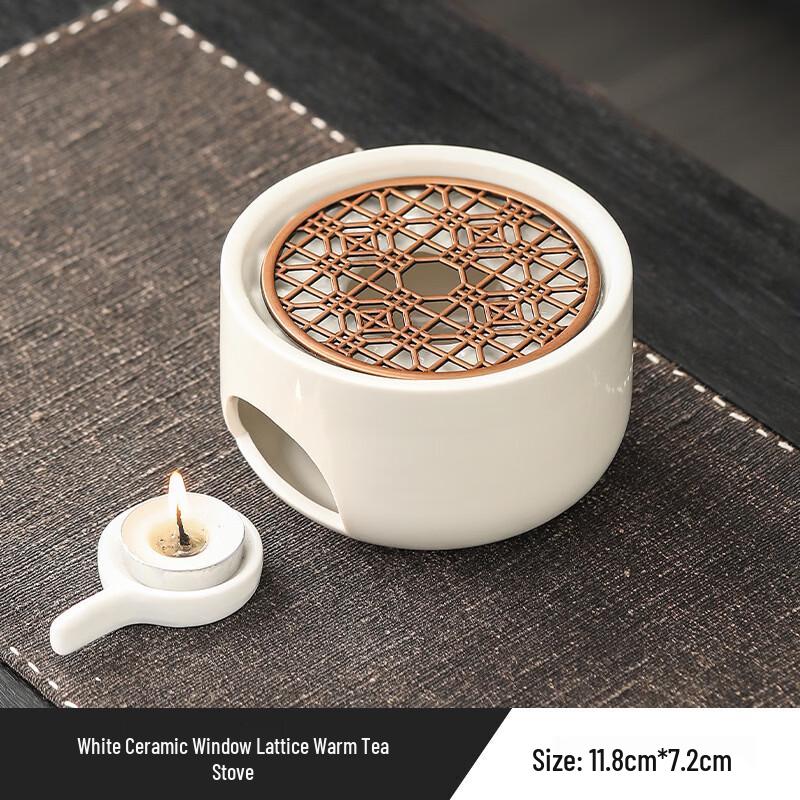 White Ceramic Candle Teapot Warmer with Window Pattern