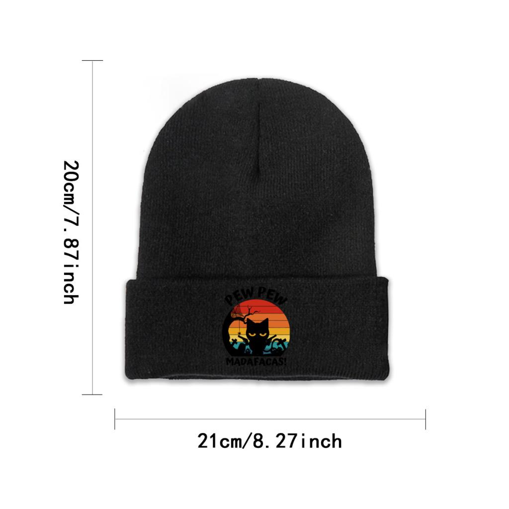 Pew Pew Madafakas tricot chapeau bonnet automne hiver chapeaux chaud hip-hop chat avec des armes à feu casquette unisexe femmes cadeau