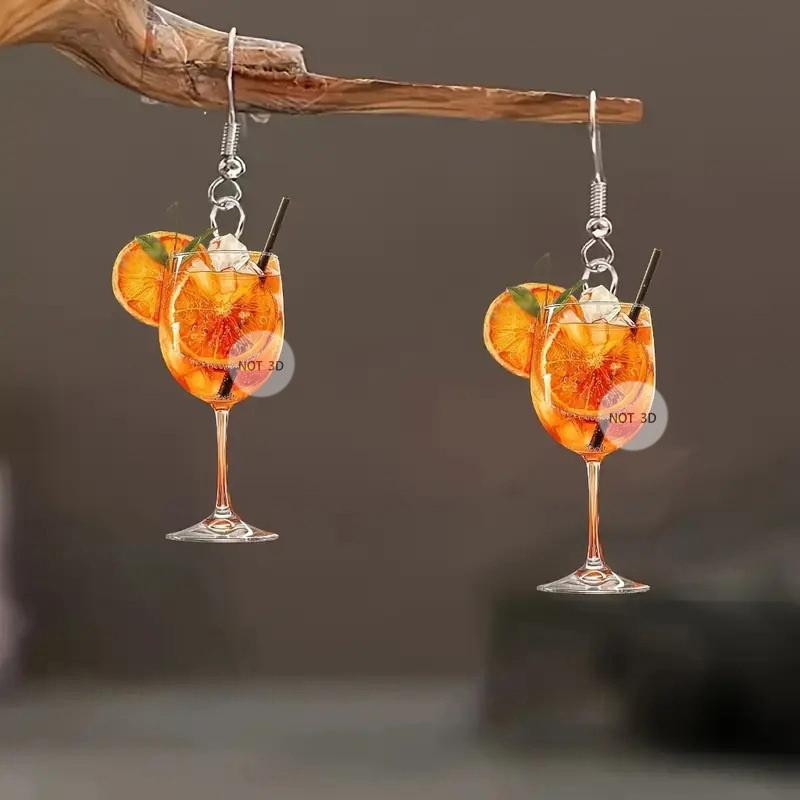 Beer Festival Wine Glass Orange Juice Earrings Fashion 2D Flat Design Earrings Women Party Jewelry Gift Give To Friends