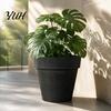 Modern Decorative Planters for Home Decor Round Large Planter with Drainage Hole, 12 Inch Dia Stone-Look Flower Living Room Pot, Minimalist Pot Indoor