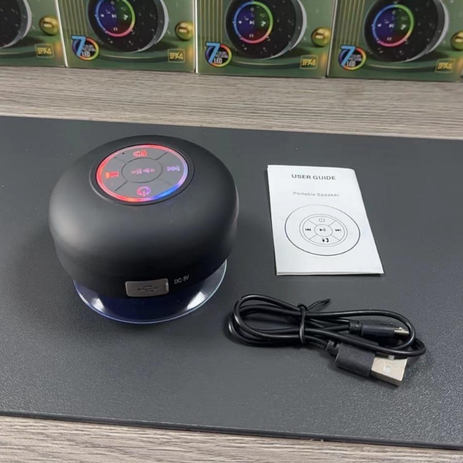 Portable Waterproof LED Bluetooth Speaker with Suction Cup - Mini Mobile Gift