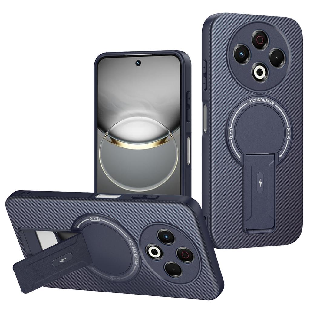 For TECNO Spark 30 4G Case Carbon Fiber Texture PC + TPU Phone Cover with Kickstand