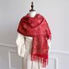 Red Fashion Winter Scarf for Women Jacquard Cashmere Floral Wrap Female Thick Blanket Soft Bufanda Warmth Shawl Poncho Stoles