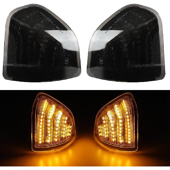 2PCS Dynamic Turn Signal Light Left and Right Sequential LED Side Mirror Lamps Smoke Cover Lens for 68302828AA 68302829AA Compatible with 2010-2018