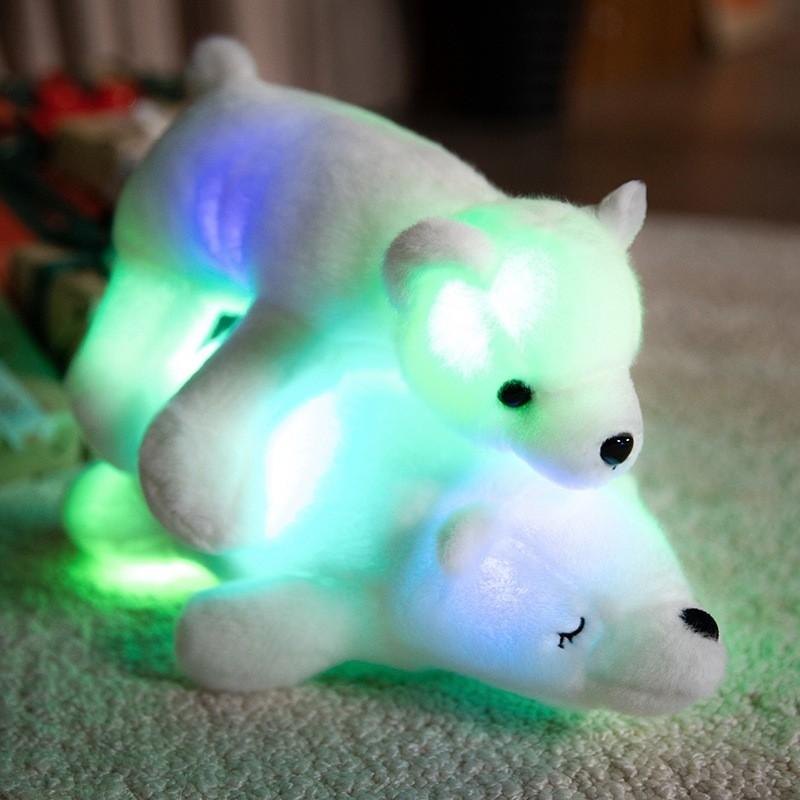 Adorable Led Colorful Glowing Polar Bear Plush Toy Soft Cartoon Animal Doll For Kids