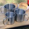 250/350/550ML 304 Stainless Steel Camping Cup with Foldable Handle Frosted Portable Outdoor Travel Picnic BBQ Tea Milk Beer
