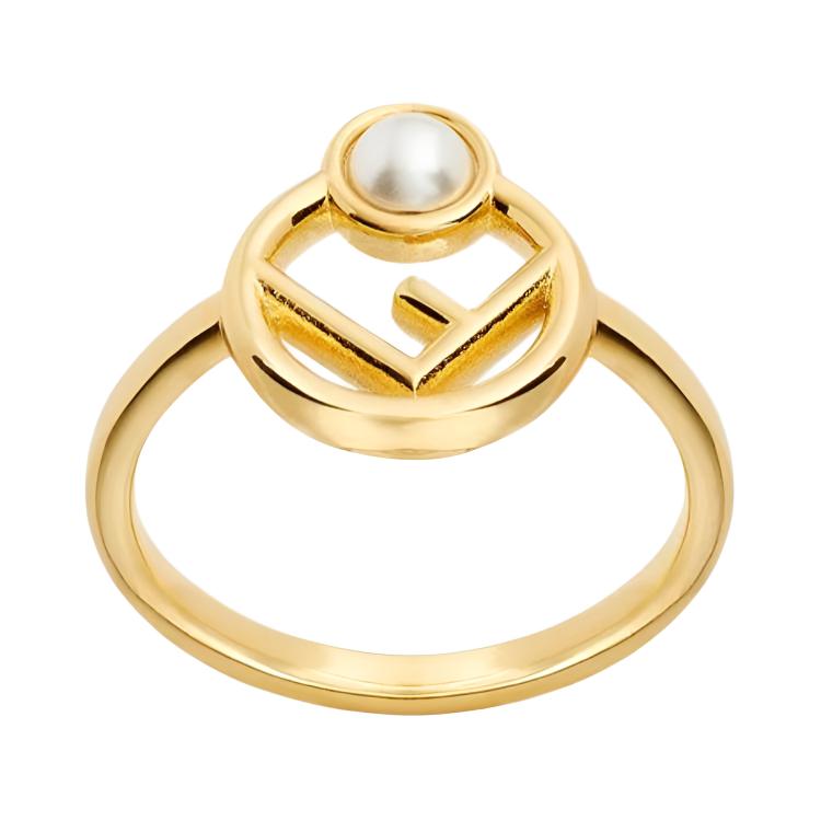 Fendi Logo Pattern Ring Women jewelry Gold 8AK182A5TOF09ZE S