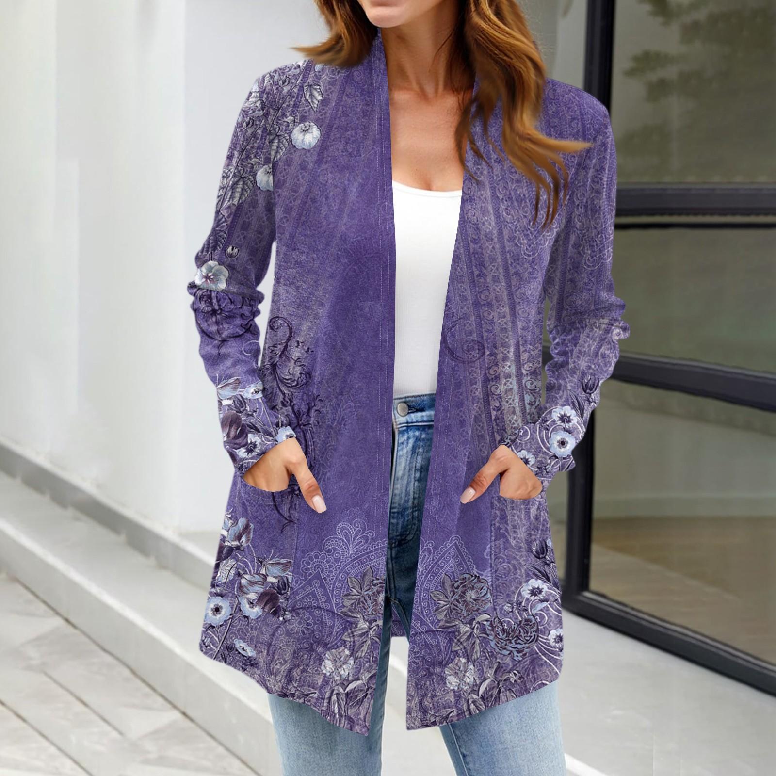 

Женские легкие кардиганы с открытой передней частью, с длинными рукавами, повседневные, свободные, тонкие кардиганы с карманами L