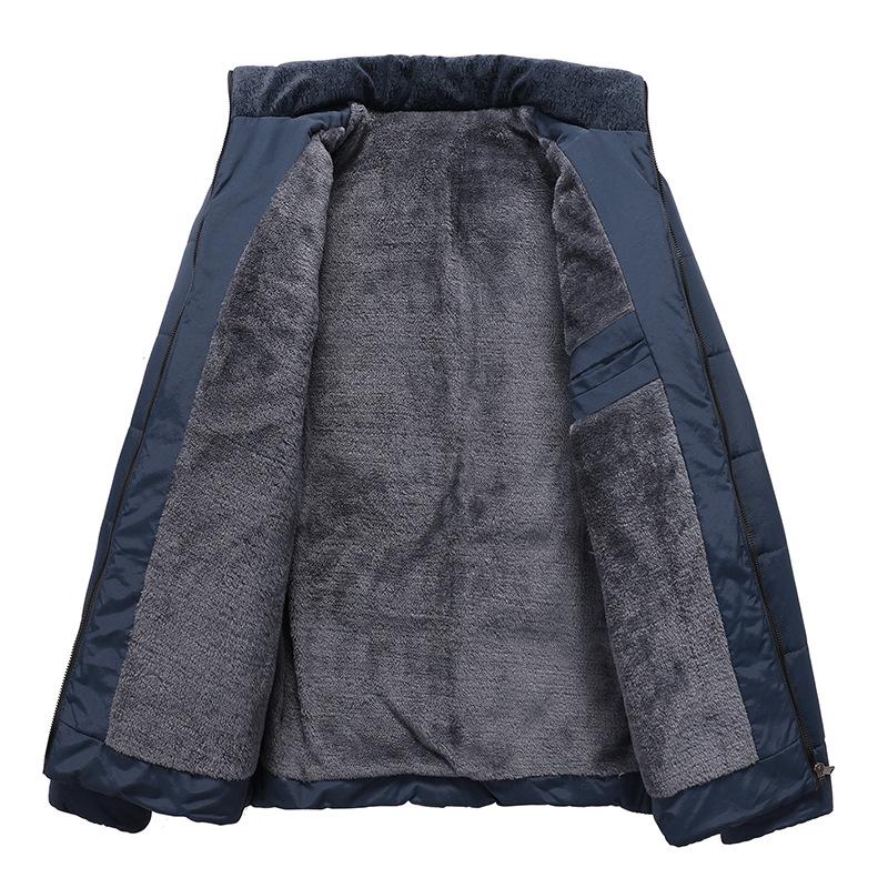 Jacket Men's Thickened Parkas Stand Collar Jacket Men's Coat Winter Warm Thick Zipper Coat Padded Overcoat Men