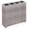 Garden Raised Bed with 4 Pots 80x22x79 cm Poly Rattan Gray