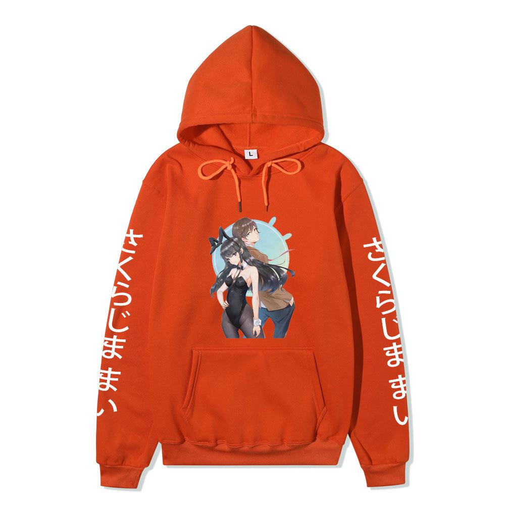 Rascal Does Not Dream of Bunny Girl Senpai Mai Sakurajima Unisex Fleece Hoodie Vertical Japanese Text Sleeve Anime Print Long Sleeve Sweatshirt
