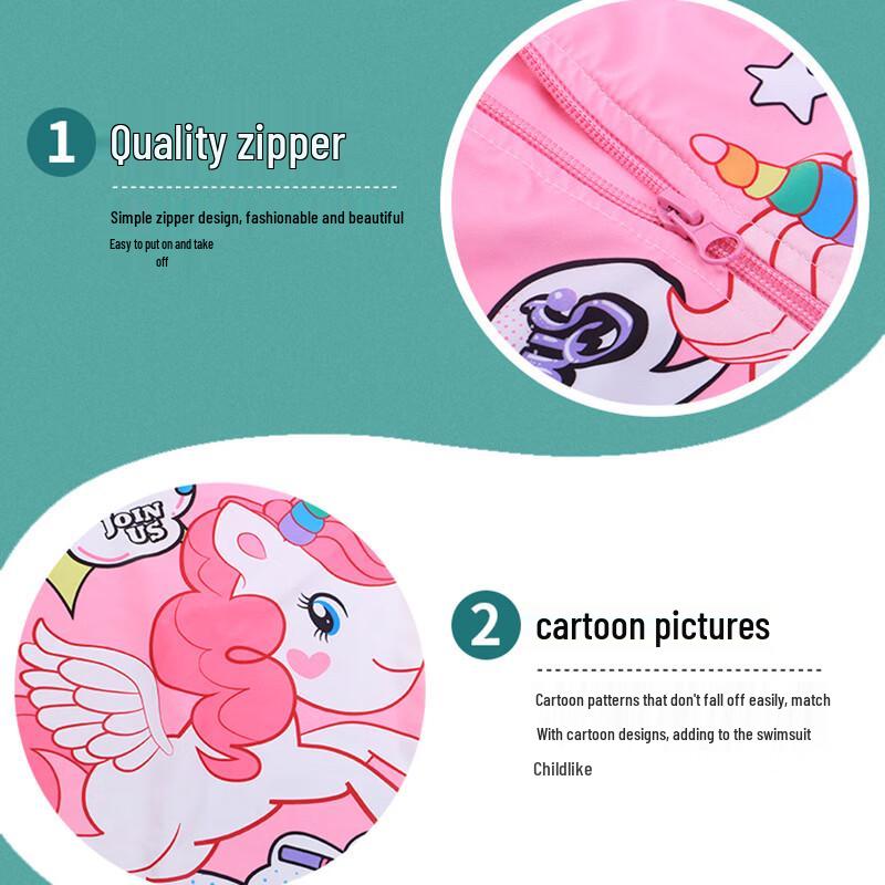 Girls' Cartoon Unicorn One-Piece Surfing Swimsuit