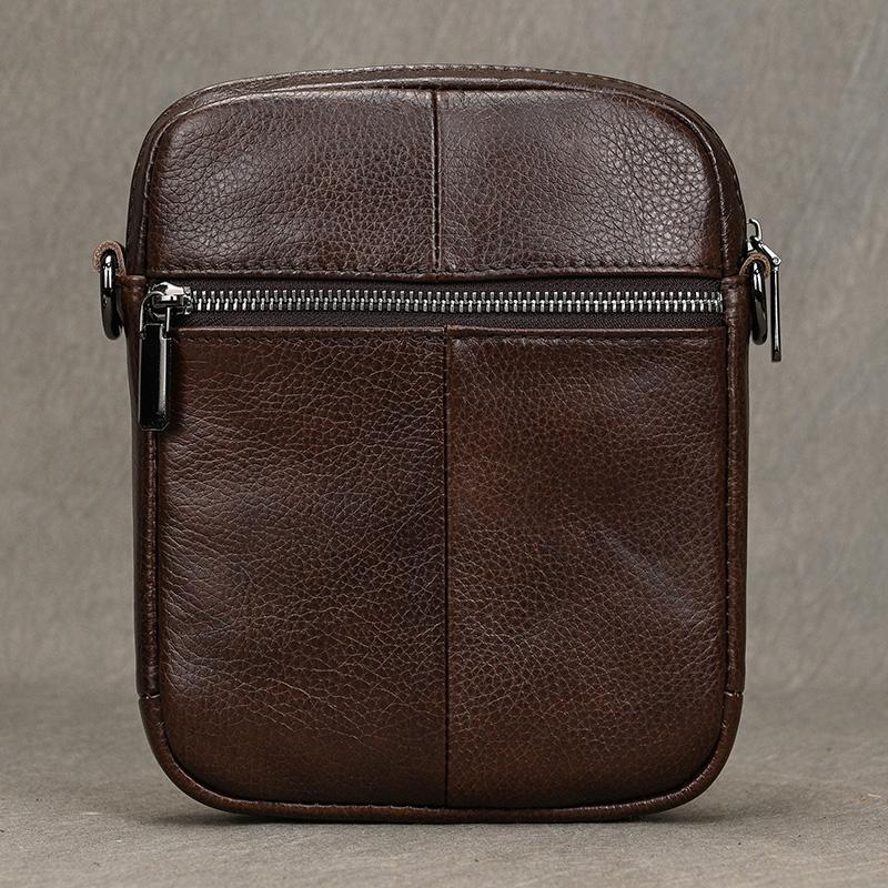 Casual top layer cowhide men's crossbody bag small shoulder bag outdoor waterproof mini waist bag for male phone pouch crossbody