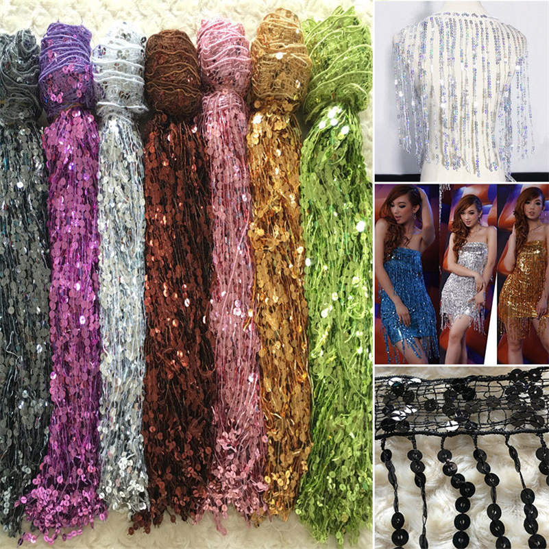 6 Yards Sequins Fringe Fringing 40cm Long Tassel(appox) Trimming Costume Crafts