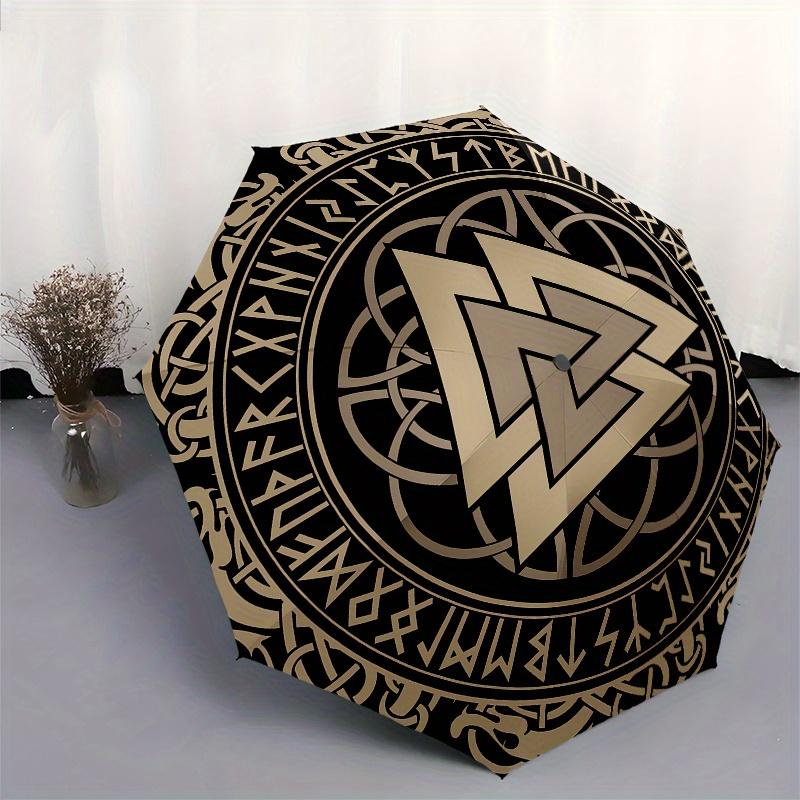 Viking Valknut Symbol Norse Runes Decorative Sticker DecalUmbrella, Portable 3-Fold Compact Umbrella,Christmas Gift ES452