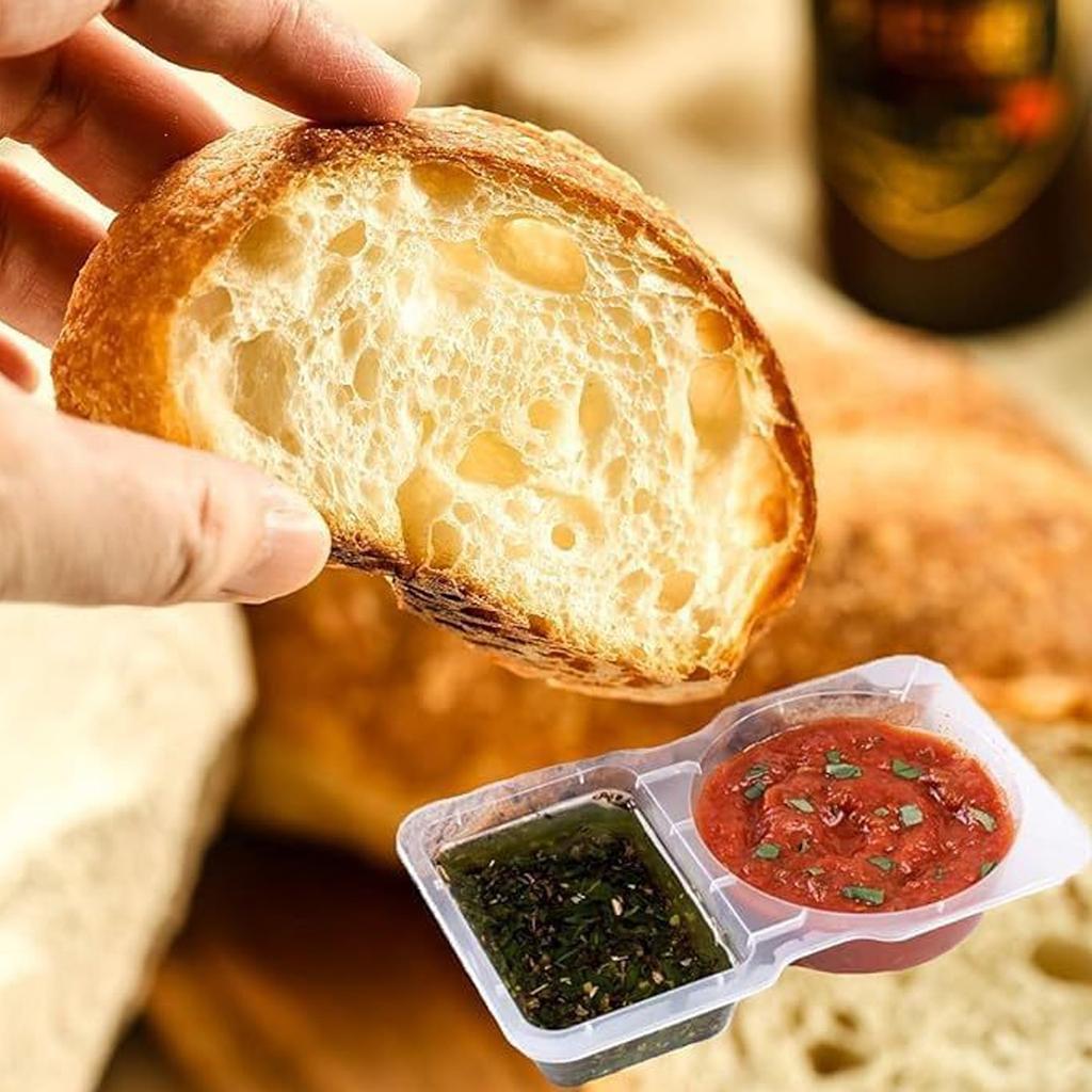 Double Compartment Condiment Container Snacks Storage Organizers for Travel Transparent Sauces Dressings Holders