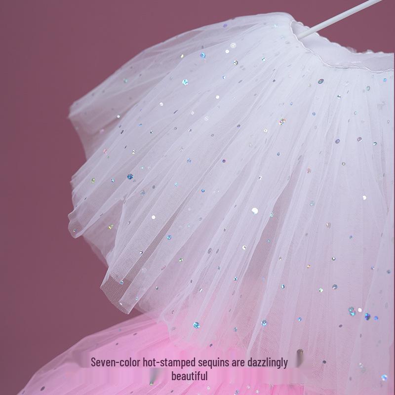 Girls' White Sequin Tutu Ballet Skirt for Dance