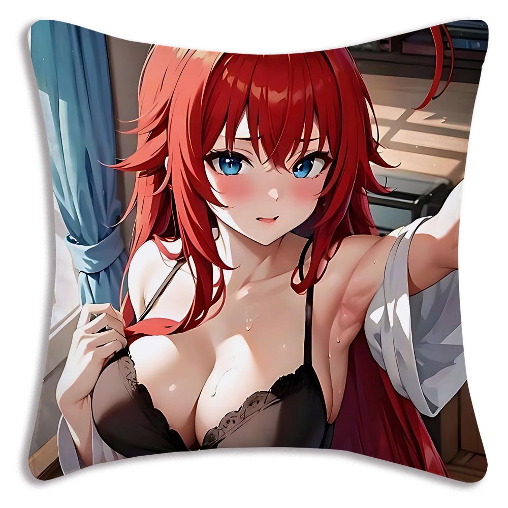 R-Rias G-Gremory Pillow Covers Cartoon Sofa Decorative Home Double-Sided Printing Short Plush Cute Cushion Cover