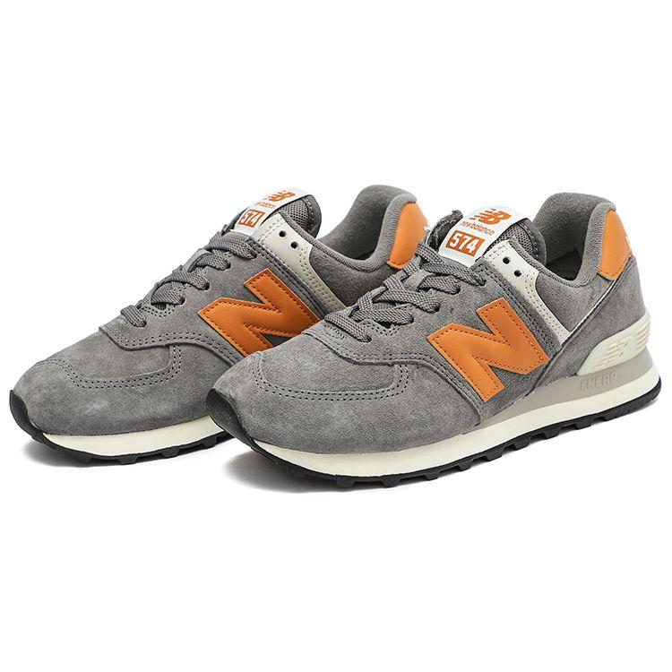 New Balance Nb 574 Comfortable Retro Leather Low-Top Marathon Running Shoes Unisex sneaker Gray Orange ML574PM2