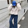 Imitation fox fur fur fur coat  green fruit collar short furry coat cold and warm