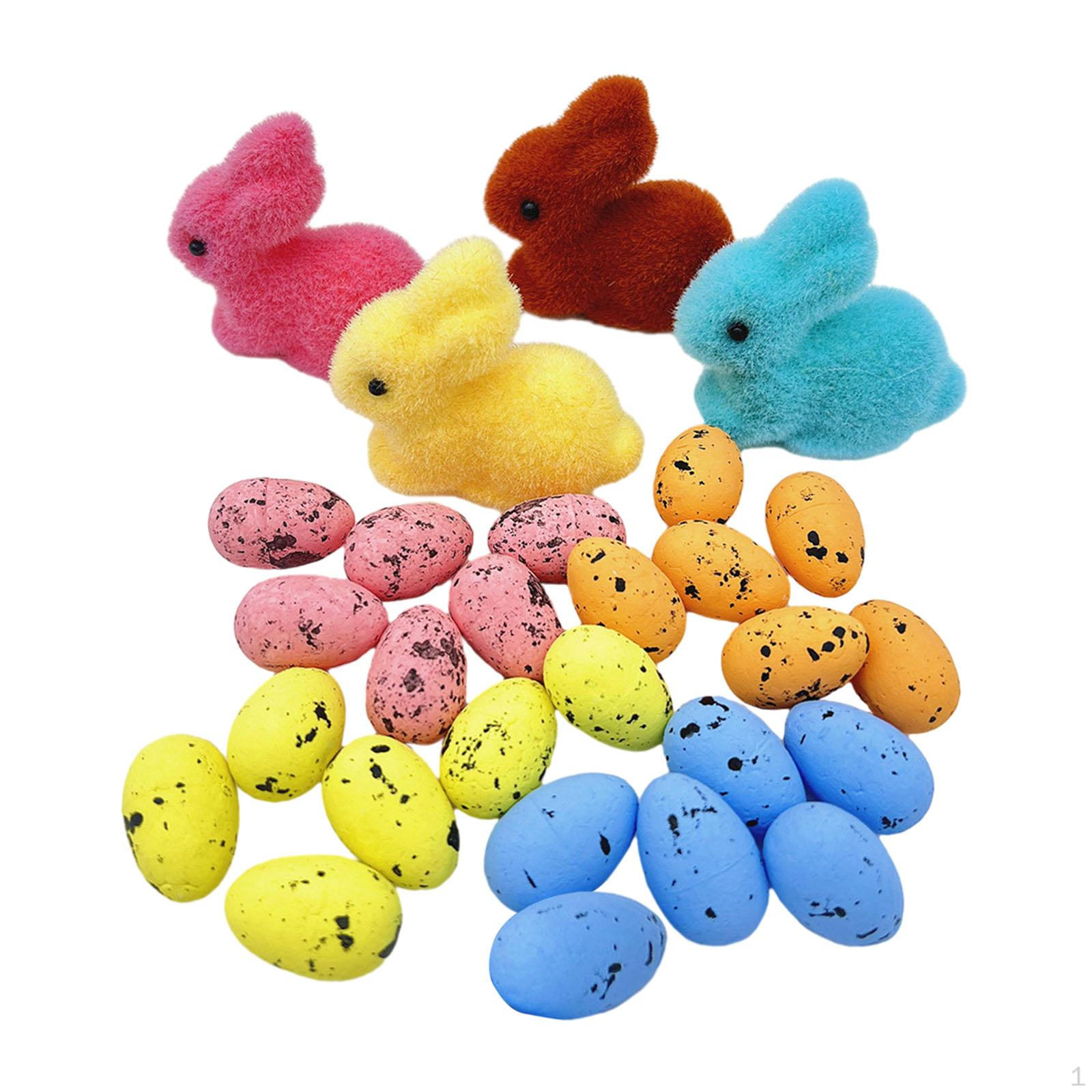 

24 шт. красочные яйца 4 шт. пасхальные кролики из пенопласта реквизит для фотосъемки декоративные искусственные Style B