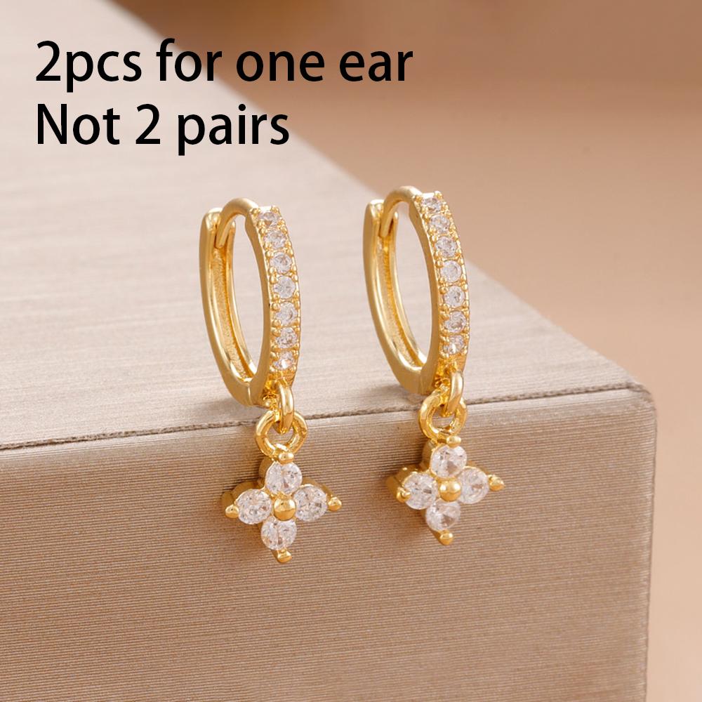 Exquisite Multicolor Crystal Flower Hoop Earrings for Women Girl Stainless Steel Fashion Korean Wedding Romantic Jewelry Gifts