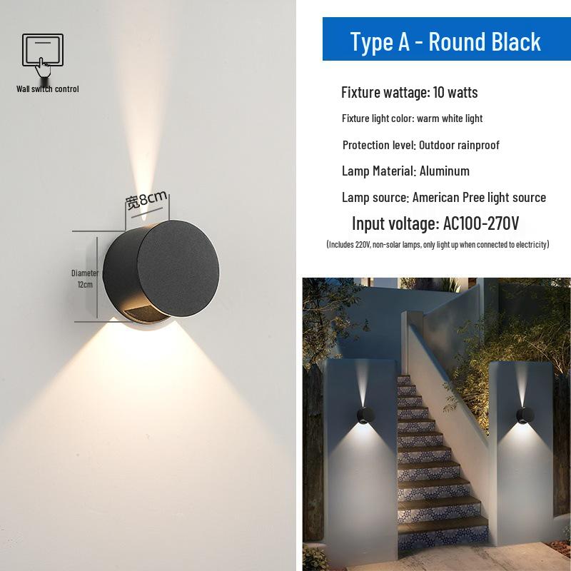 

LED Outdoor Round Up/Down Wall Light for Garden or Entrance Warm Light