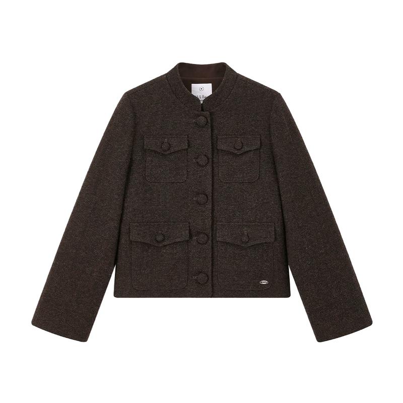 ELLE KIDS Girls Wool Blend Vintage Lapel Coat 140