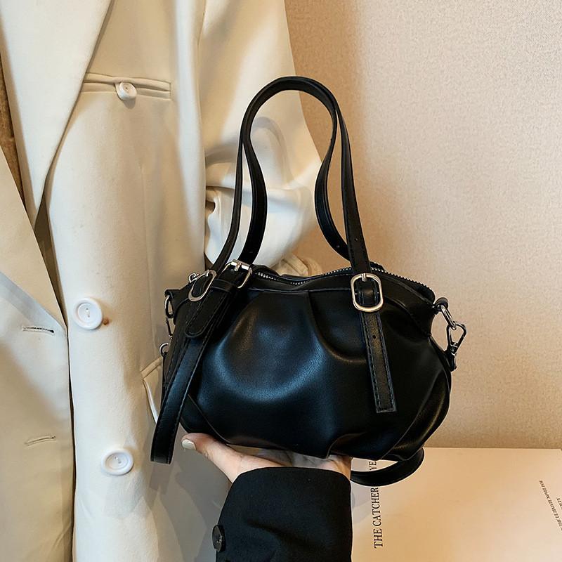 Ielgy Niche Pleated Underarm Bag Autumn Winter Brown Commuter Shoulder Messenger Bag