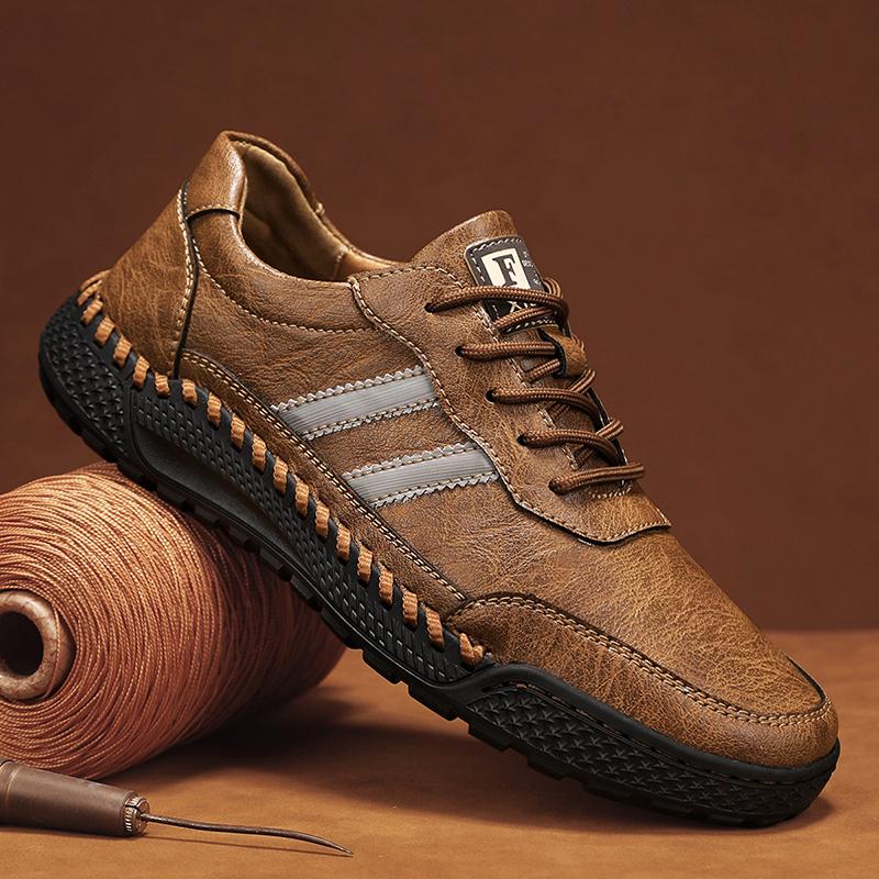 

Мужские кожаные повседневные туфли на шнуровке 46 светло-коричневого