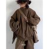 Unisex Retro Japanese Maillard Coffee Stripe Cotton Padded Winter Jacket