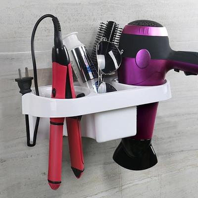 Estante para secador de pelo, soporte para peine, organizador de almacenamiento para baño, soporte autoadhesivo montado en la pared para champú