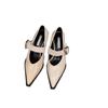 French black pointed single shoes women's shoes 2025 new spring, autumn and winter medium and high heels evening shoes Mary Jane small leather shoes