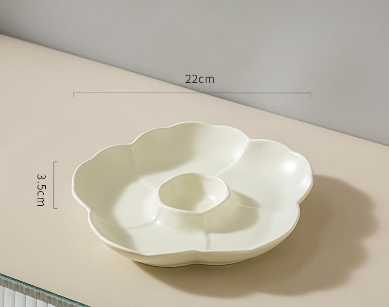 Ceramic Dividing Dumpling Plates New Household 8.5 Inch Flower Shape Kitchen Tableware with Sauce Dish Underglazed Colour Plate