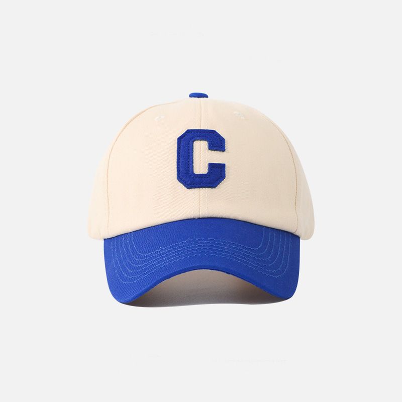 

New Arrival Hat Korean Style Summer Baseball Cap Female Color Matching Brim Letter Easiest for Match Suitable for round Faces Peaked Cap Men Blue Adjustable