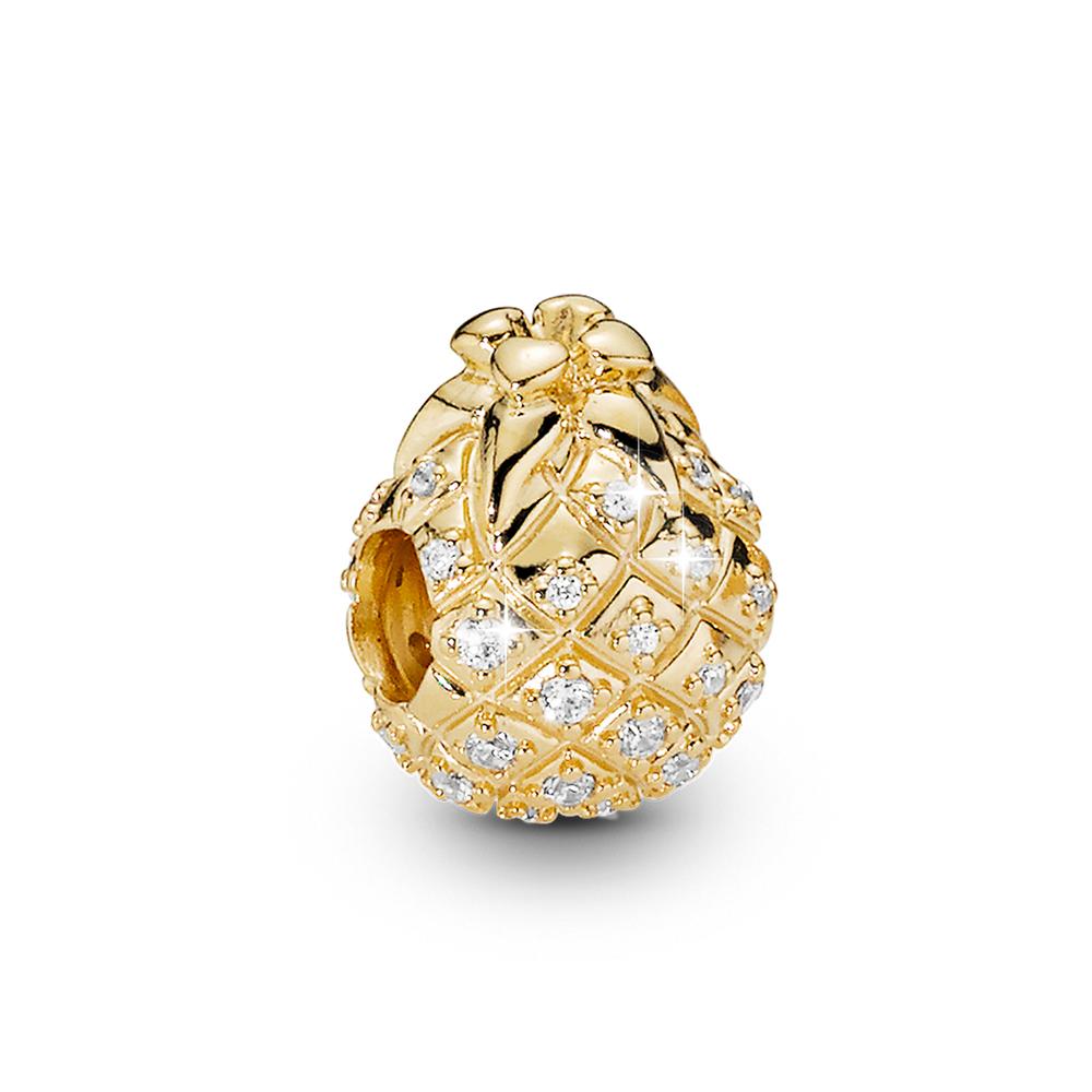 Pandora Exquisite Cute Pineapple Pendant Unisex Accessories 767904CCZ Gold, Pineapple