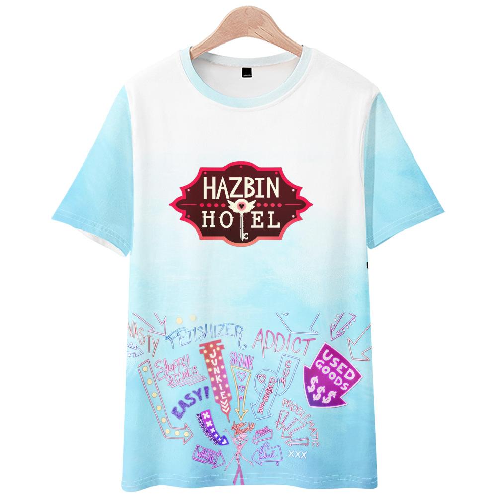 10 צבעים Hazbin Hotel אנימה חולצות טי לנשים וגברים מודפסות מצויר צווארון עגול אוברסייז שרוולים קצרים אופנה בגדי גברים סטריטוור