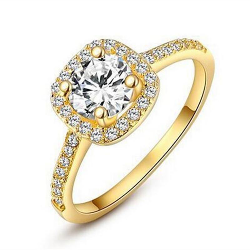 

2025 Jewelry Fashion Ring Women s Jewelry Luxury Gold Square Inlaid Zircon Engagement Wedding Ring 10