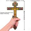 HT Byzantine Orthodox Crucifix Gold-Plated Enamel Cross with Red Rhinestones Hand Christian Cross for Church Prayer Home Decor