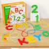 Cross-Border Wooden Number & Letter Beaded Blocks: Baby Enlightenment & Early Education Threading Puzzle Toys