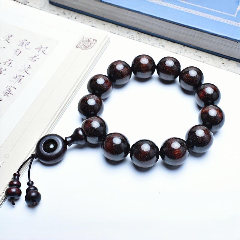 Venus Old Material Small-Leaf Red Sandalwood Prayer Beads Chain - High Oil Density, Unisex, New Chinese Style Decoration Gift