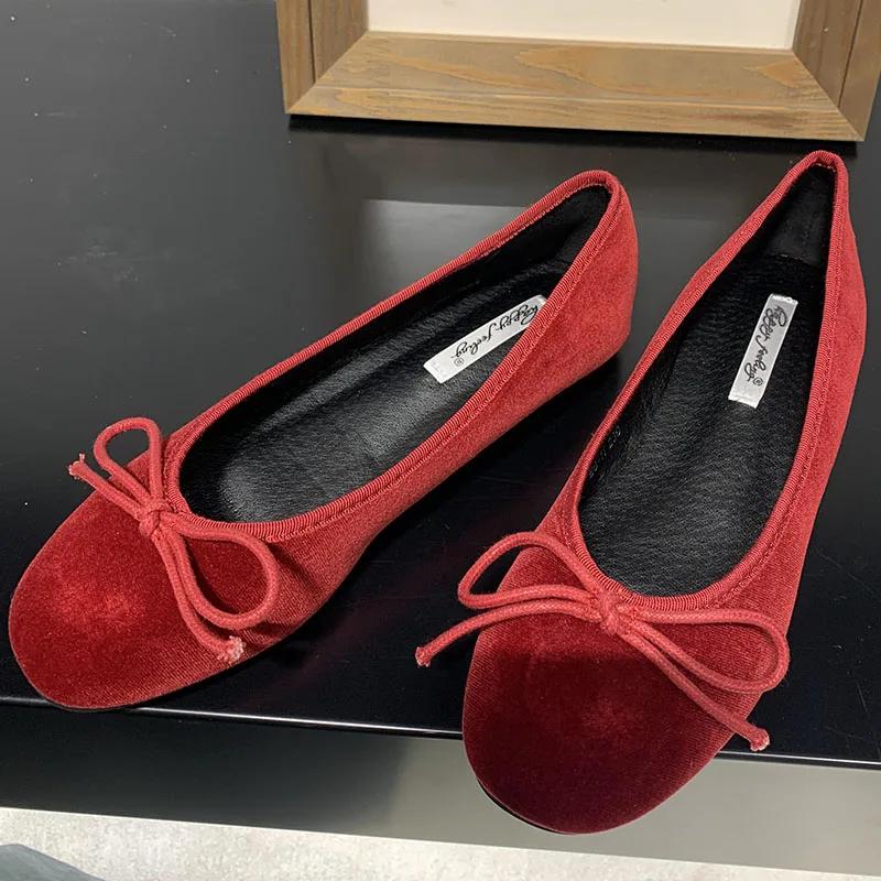 Fashion 2025 Fashion Silk Women Ballet Flats Shoes Footwear Designer Shallow Female Round Toe Butterfly-Knot Ladies Flats Slides Shoes