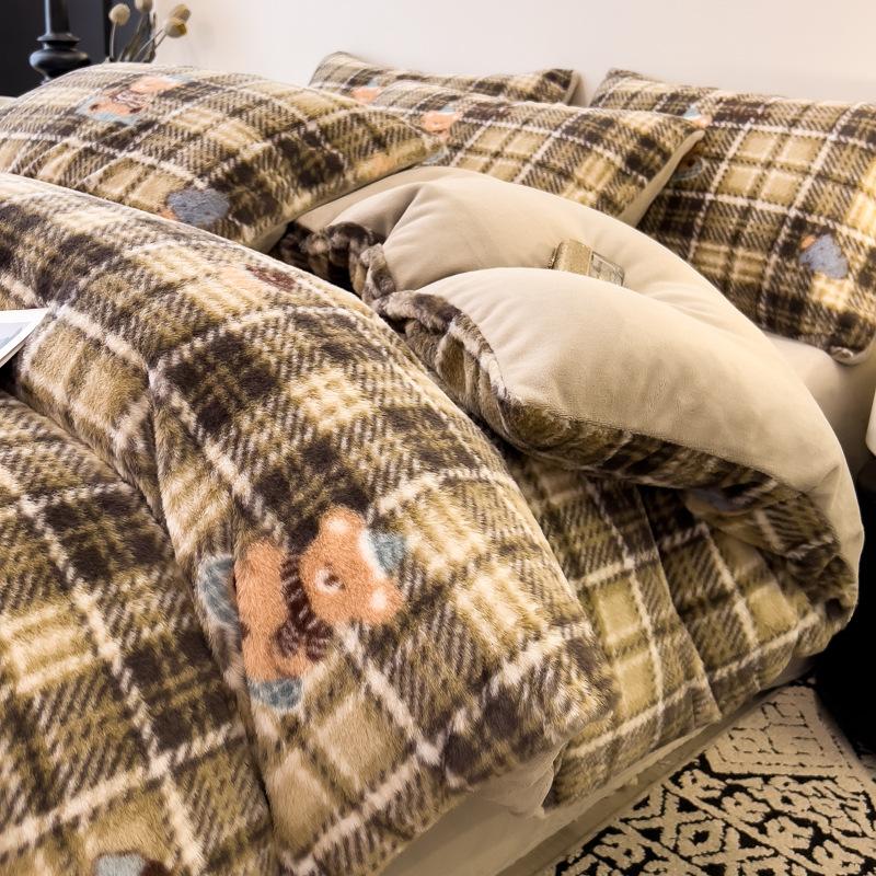 Thickened Rabbit Plush Quilt Cover Single Piece Thickened Milk Plush Quilt Cover Three-Piece Set Single Flannel Quilt Cover 3