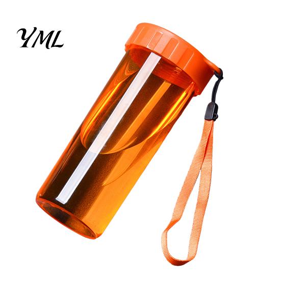 Cute Office Desktop Cup Transparent Water Cup, Portable Plastic Bottle, with Strap Reusable Handle, Clear Heat-resistant Drinkware, for School