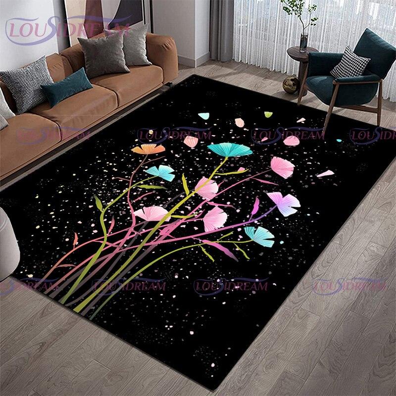 Moderner, luxuriöser farbiger Federteppich, Wohnzimmer-Teppich, rutschfeste Teppiche für Couchtisch, Flur, Eingangsbereich, Bodenmatte, Dekor